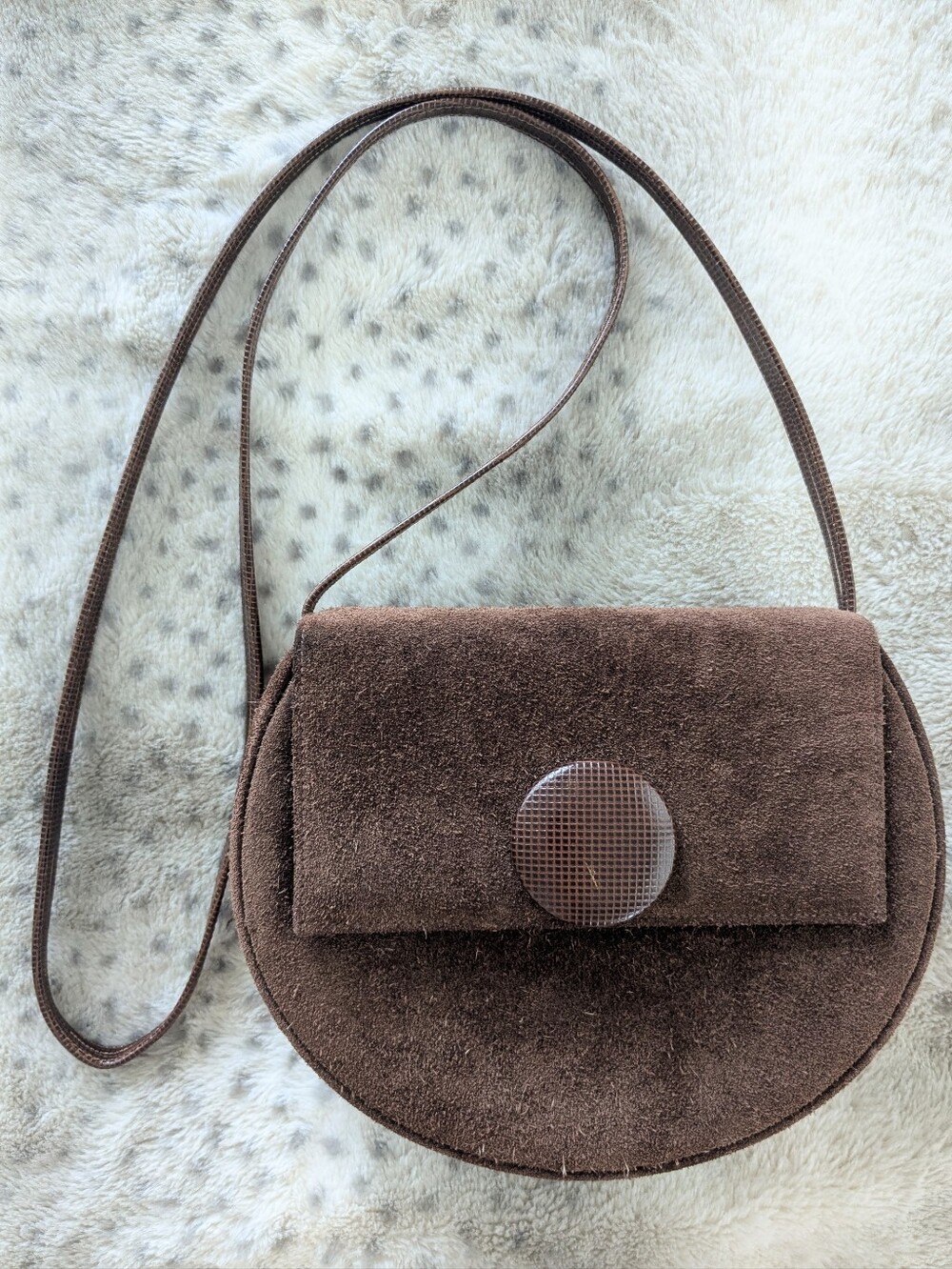 Mod Brown Crossbody Bag with Button Detail